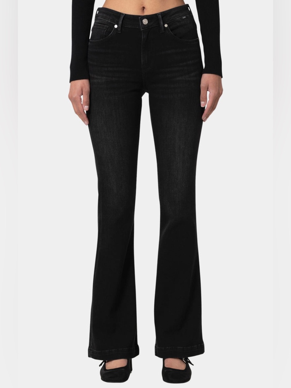 Mavi Sydney Wide Leg Flare Jeans High Rise Black Smoked Brushed Feather Blue 25 - Picture 11 of 12